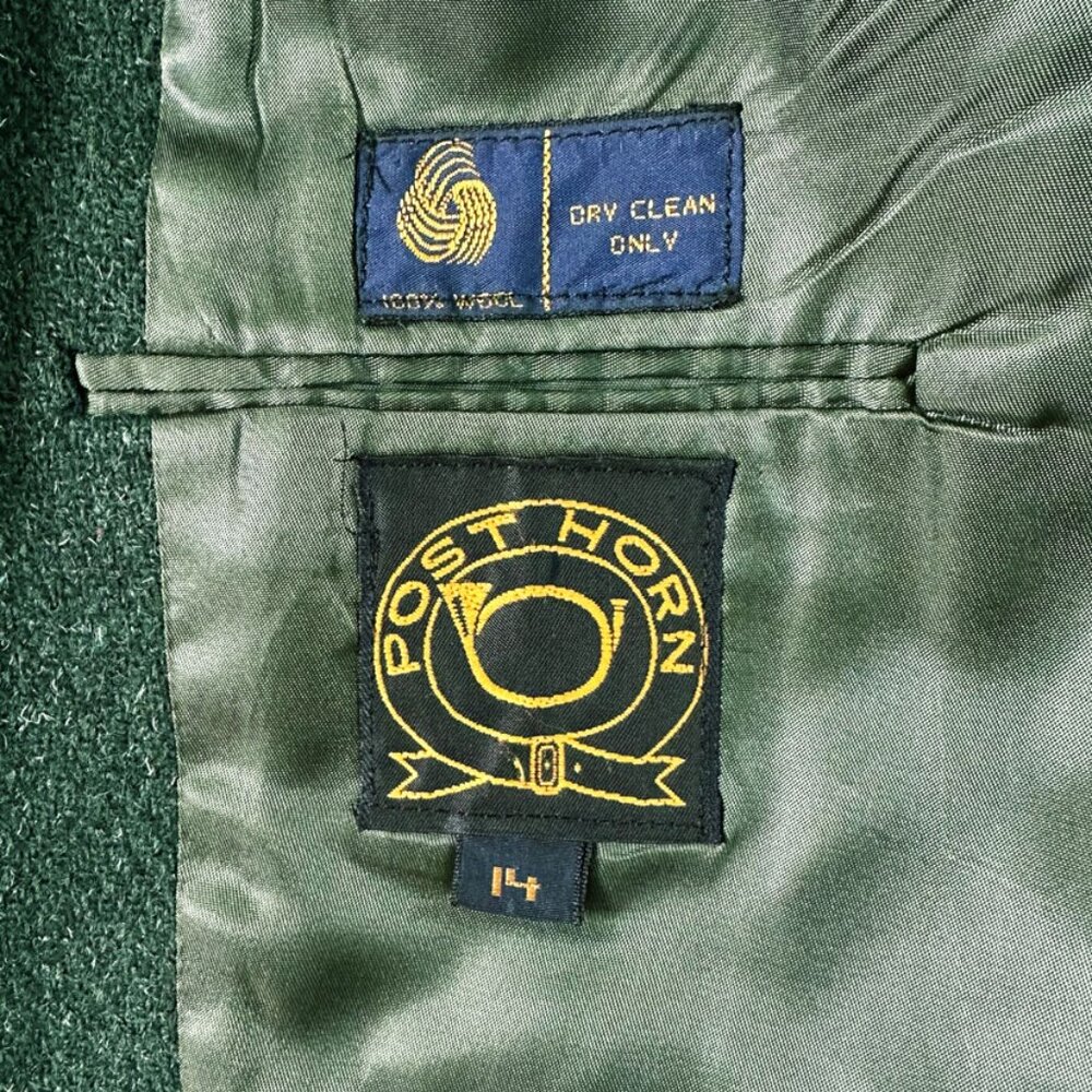Vtg Post Horn Wool Blazer Sz M Emerald Green Heritage 90s Preppy Academia Office - Picture 7 of 7